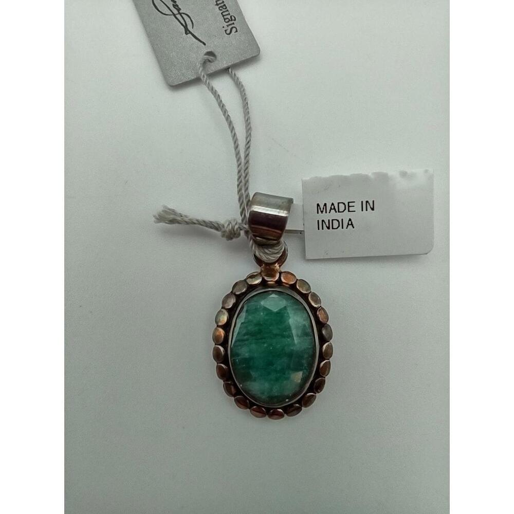 Samuel B 925 Rustic Emerald Bali Pendant 5.96g with Tags